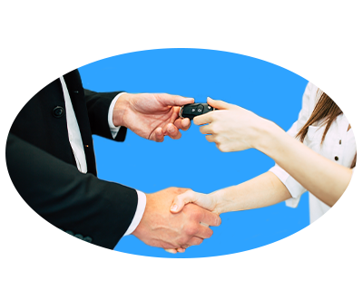 shaking hands and getting car keys
